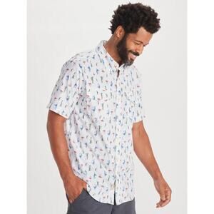 ExOfficio Mens Estacado Short-Sleeve Fishing AOP Button Up Vented Back - Med